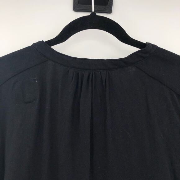 Chaser Black V-Neck Button Detail Pullover Lightweight Long Sleeve Top Shirt - Picture 7 of 8